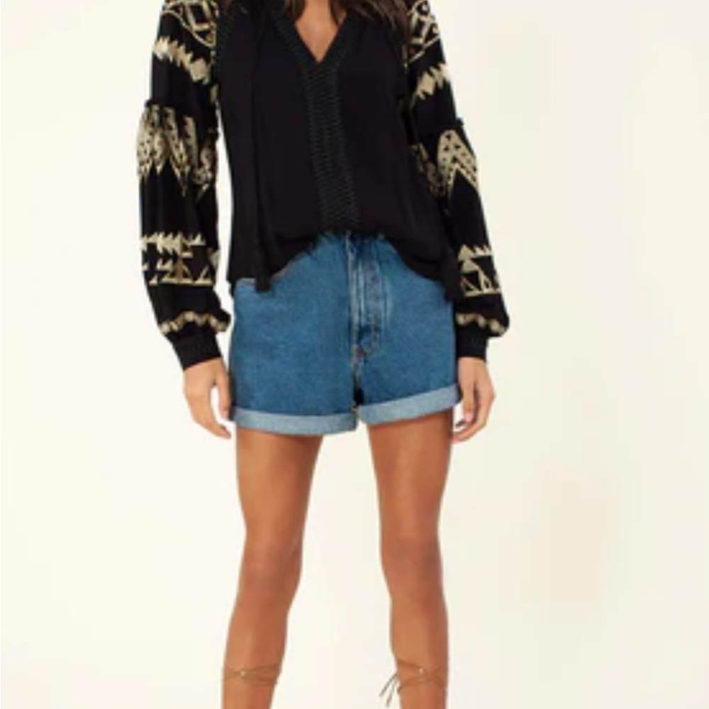 Hale Bob long sleeve top with embroidered details.